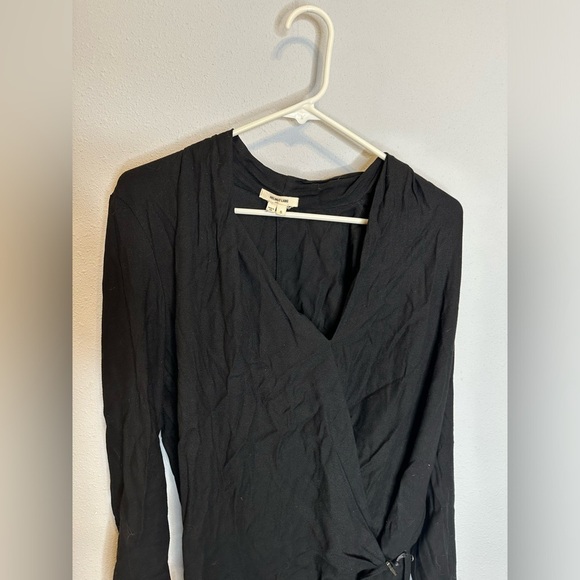 Helmut Lang Black Fold Over Draped Viscose-Blend Top long sleeve size small - Picture 6 of 12